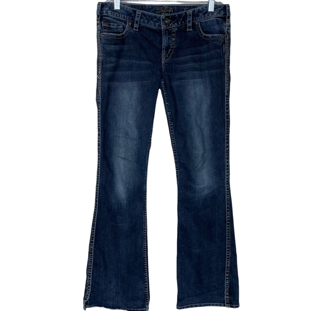 Silver Jeans Frances Womens W30/L33 Bootcut Embroidered Dark-wash Premium Denim